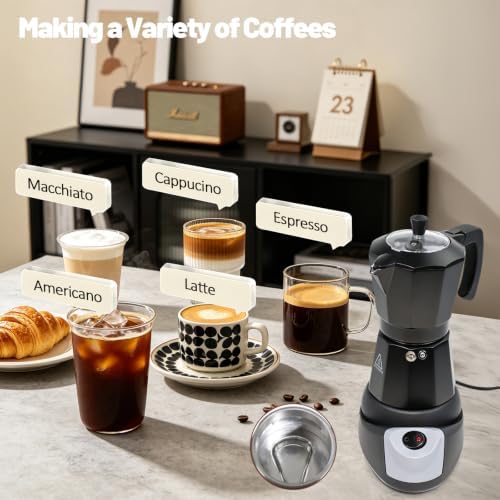Electric Aluminum Moka Pot 3-6 Cup 150-300ml Stovetop Espresso Maker - Image 7