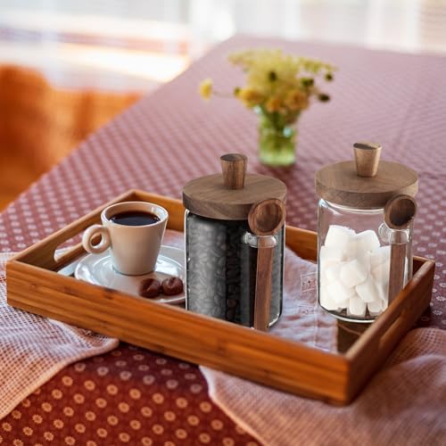 Remerry Set of 4 Glass Jar with Wooden Lid and Spoon, 20 oz Coffee Bean Tea Sugar Jar Set, Clear Airtight Spice Canisters Glass Food Storage Kitchen Containers for Coffee Bean Tea Sugar - Image 4