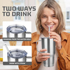 20 oz Tumbler with Handle Stainless Steel Insulated Coffee Mug Tumbler with Lid and Straw Double Wall Vacuum Insulated Coffee Mug Leak Proof Travel Mug Tumbler for Hot and Cold Drink (Silver,4pack) - Image 4