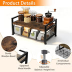 Tea Bag Organizer, Wooden Tea Box with Drawer and Top Tray, Rustic Brown - Image 5
