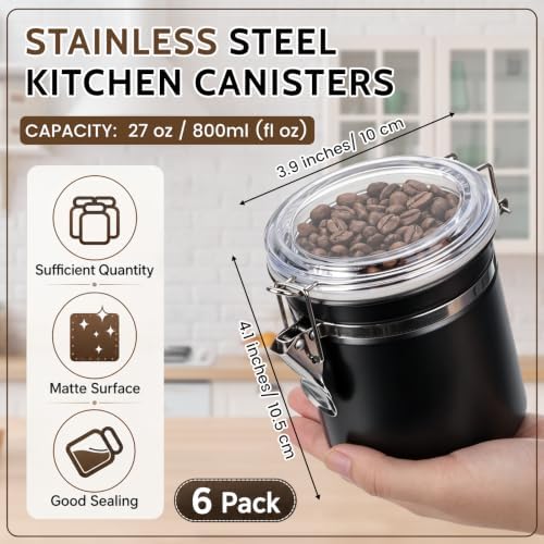 6 Pcs 27 Oz/ 800ml Stainless Steel Canisters for Kitchen - Image 2