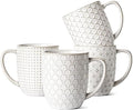 LE TAUCI Ceramic Coffee Mugs Set of 4, 16 oz, Embossed, Arctic White by LETAUCI