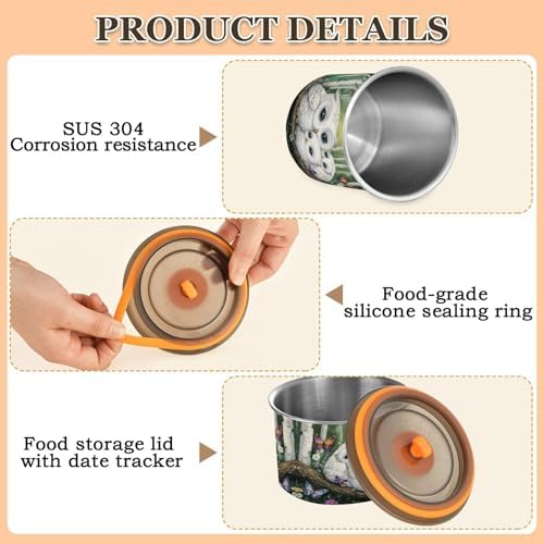 Stainless Steel Coffee Storage Containers with Airtight Lid, Forest Owl Butterfly Flower 30oz Food Storage Container Kitchen Canister for Tea, Coffee Beans, Ground, Sugar Storage - Image 4