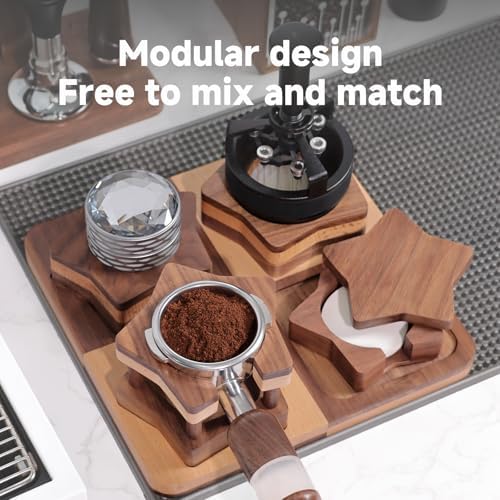 Modular Espresso Tamping Station, 4-in-1 Solid Wood Coffee Organizer, Tamping Station 58mm for Tamper & Portafilter, Espresso Tamp Stand for Home Barista - Image 3