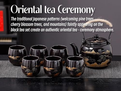 Japanese Tea Sets for Adults, Chinese Tea Set Gongfu Tea Set Japanese Teapot Set Tea Pot Set (Landscape Black) - Image 2