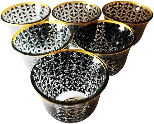 Chandler Espresso Turkish Arabica Coffee Cup Assorted Design Available from Brand 70ml 2.5oz Set of 6 Cups with Gift Box (Glass, Black Circles Decal Made from Glass A) - Image 7