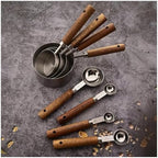 1/4/8Pcs Stainless Steel Measuring Cup Spoon Set with Wooden Handle - Image 3