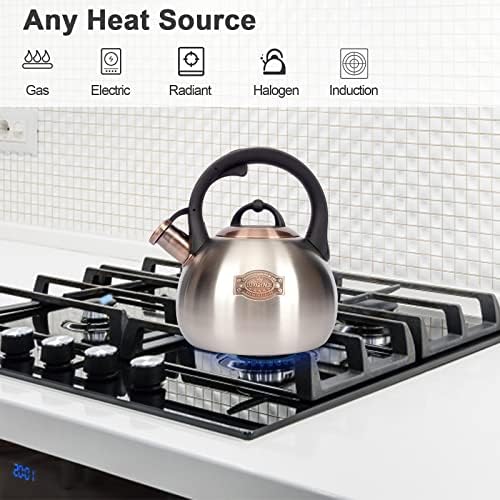 3.1 Quart Teal Whistling Tea Kettle for Stove Top, Food Grade Stainless Steel - Image 2