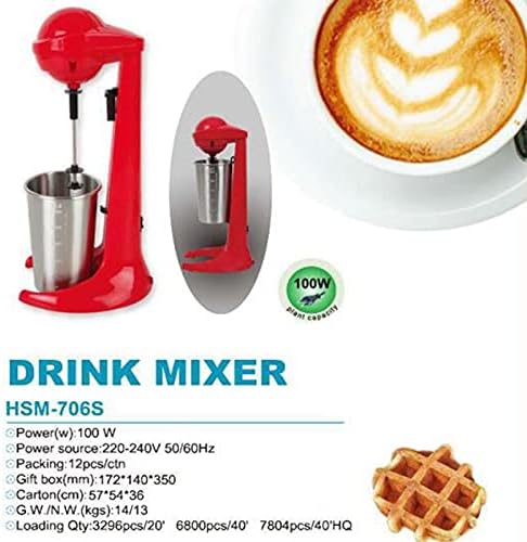 Milkshake Maker Machine, 100W 110V Drink Blender with 500ML Stainless Steel Cup, 2 Speed Setting, 23000Rpm/Min Milk Frother for Malted Milk, Protein Shakes Red - Image 2