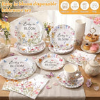 Pickmesh 252 Pcs Baby in Bloom Tea Party Supplies for 36 Guests Wildflower Paper Disposable Dinnerware Flower Teacup with Handle and Saucers Set for Tea Party Decorations Birthday Baby Shower Wedding - Image 2