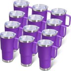 20 oz Tumbler with Handle and Lid Insulated Travel Coffee Mug Purple 12P by ATQTQ