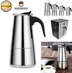 Stainless Steel Italian Coffee Stovetop Coffee Maker Moka Pot Percolator (9Cup / 15 Oz) - Image 2