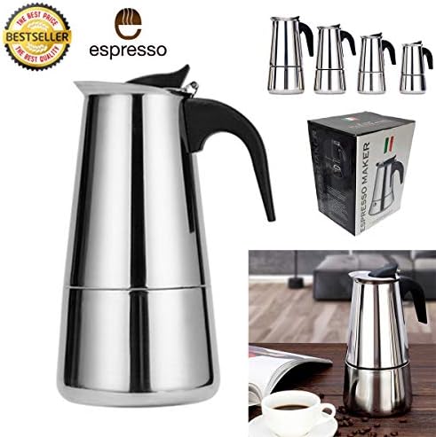 Stainless Steel Italian Coffee Stovetop Coffee Maker Moka Pot Percolator (9Cup / 15 Oz) - Image 2