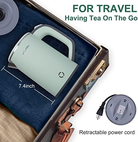 WTJMOV Small Electric Kettle Stainless Steel, 0.8L Portable Tea Kettle Auto Shut-off, Low Power Hot Water Kettle for Camping, Travel, Office and More - Image 2