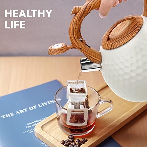 3.2Qt Stainless Steel Whistling Tea Kettle Stovetop, Cream - Image 6
