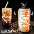 Uiifan 12 Pcs Nurse Gifts for Women 16 oz Can Shaped Glass Cups with Lids and Straw Funny Nurses Week Appreciation Gifts Nurse's Day Gift for Christmas Graduation Birthday School Supplies(Stylish) - Image 3