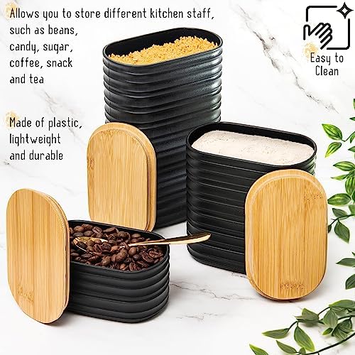 Mixpresso 9 Cup Greca Stovetop Espresso Maker 450ml/15oz, Moka Pot with Coffee Percolator Design, Stainless Steel Stove Top Coffee Maker for Camping or Home Use, Bundle With 3 Piece Black Canisters S - Image 6