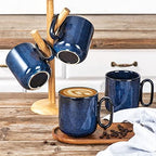 vicrays Ceramic Coffee Mug Set - 18 Ounce Large Stoneware Mug for Men Women - Unique Glazed Porcelain Mugs with Handle for Coffee Latte Tea Milk Cocoa - Set of 4 (Blue) - Image 3