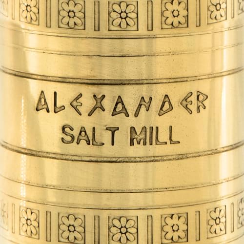 Alexander Home Original Greek Salt Mill, 8-Inch Brass – European Manual Salt Grinder Refillable - Image 5