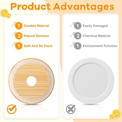Cunhill 100 Pieces 70mm Bamboo Jar Lids Bulk with Straw Hole for Glass Cups - Image 3
