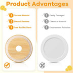 Cunhill 100 Pieces 70mm Bamboo Jar Lids Bulk with Straw Hole for Glass Cups - Image 3