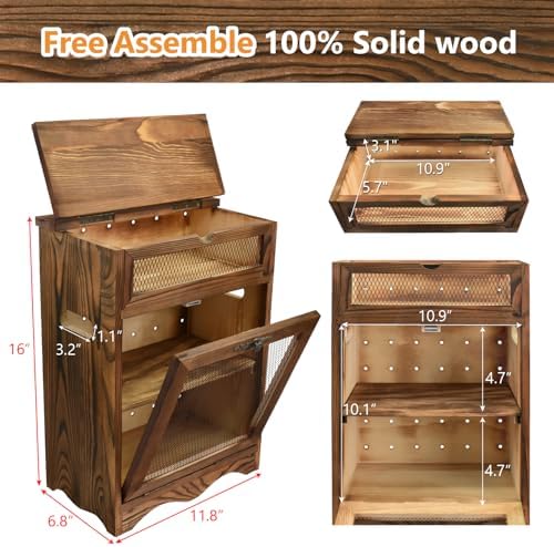 Ikee Design Free Assemble Wood Countertop Potato and Onion Storage Cabinet - Image 3