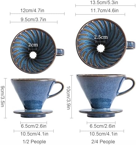 Ceramic Pour Over Coffee Dripper, Kiln Retro Hand Brew Coffee Cup Drip - Image 2