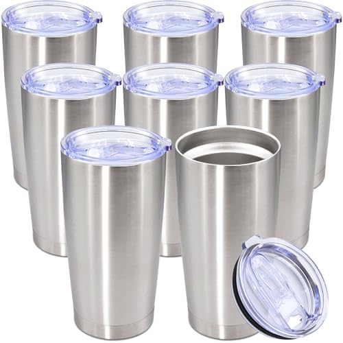 20oz Tumbler Stainless Steel Tumbler Coffee Tumbler with Lid SS, 8P by AUWBON