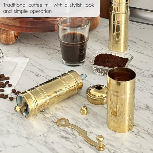Manual Coffee Grinder, Zamak Conical Burr, Refillable Mill with Adjustable Coarseness, Handmade Turkish Mill with Handle,Hand Crank - Image 4