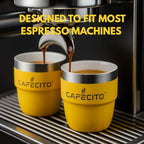 CAFECITO® 4 oz Stackable Espresso Cups – Set of 2 – Miami Yellow | Vacuum Insulated Stainless Steel – Double Wall Coffee Cups for Espresso & Cortadito – Giftable, Durable & Stackable Design - Image 3