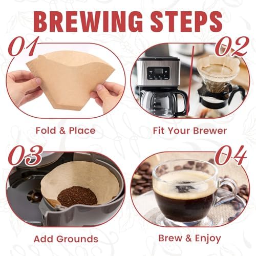 600 Count #4 Cone Coffee Filters, Disposable Unbleached Natural Paper Filters for 8–12 Cup Drip & Pour Over Coffee Makers, Compatible with Ninja & Cuisinart Coffee Makers - Image 6