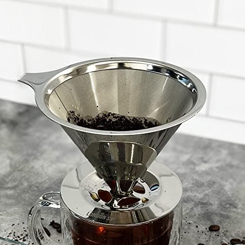 The London Sip Stainless Steel Coffee Dripper Pour Over Coffee Maker, Coffee Slow Brewing Accessories for Home, 1-4 Cup (Pack of 2) - Image 4