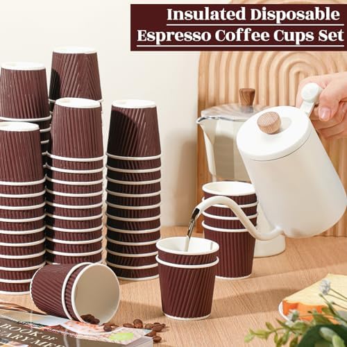 Yaomiao 200 Pcs 4 oz Disposable Espresso Coffee Cups, Coffee - Image 4