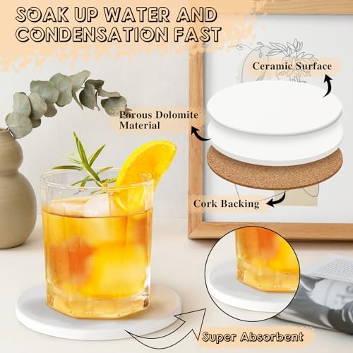 36 PCS Ceramic Tiles for Crafts, Unglazed Matte Coasters with Cork Backings - Image 3