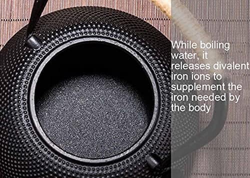 1200ml Handmade Tetsubin Cast Iron Kettle teapot with Stainless Steel Infuser Gas Stove Kettle Black Japanese Tea Pot-Copper cover800ML - Image 6