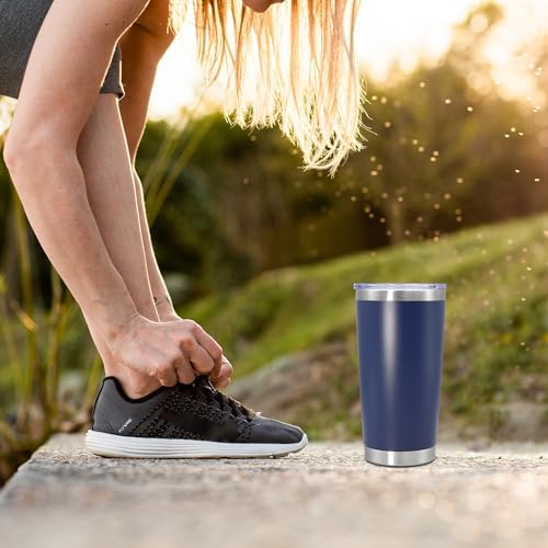 20oz Tumbler Insulated Coffee Tumblers with Lid Stainless Steel Navy 4P - Image 2