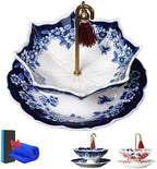 Ceramic Tea Strainer for Loose Leaf Tea, Umbrella Shape Porcelain Tea Filter with Drip Base, Reusable Fine Mesh Tea Infuser for Mug Cup and Teapot (Blue) by Unknown