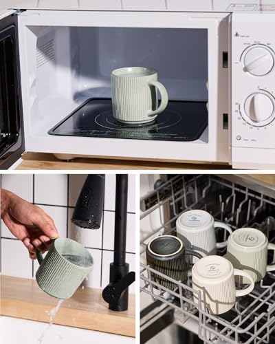famiware Coffee Mug Set of 6, Star 12 oz Ceramic Mugs Cups Set with Handle - Image 4