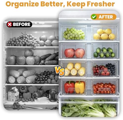 4 Pack Stackable Storage Drawers with Handles, Easy Assembly Clear Acrylic Fridge Organizer, Refrigerator Organizers and Storage for Kitchen, Under Sink, Pantry, Bathroom - Image 6