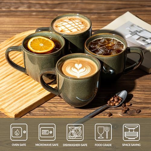 theterra Ceramic Coffee Mugs Set of 6, 12 oz Coffee Cups with Handle - Image 4