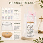 Iced Coffee Mugs, 8 Sets, Glass, 16 oz, Reusable, Floral Bible - Image 3
