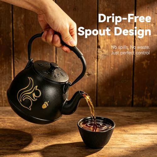 Cast Iron Teapot 34oz (1000ml) with Infuser, Black - Image 7