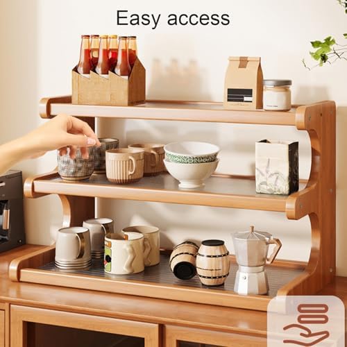 3-Tier Wooden Mug Holder Countertop, Coffee Cup Holder Mug Display Coffee Mug Organizer Mug Rack for Coffee Station Organizer Mug Shelf for Cabinet for Kitchen, Home,Acrylic,Long - Image 6