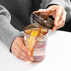 BLUEPOLAR 13 oz Tumbler Water Glass, Water Bottle with Straw and Dustproof Lid, Coffee Ice Cup Double Wall Insulated Glass Cup (Amber-4pack) - Image 5