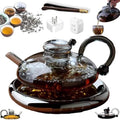Electric Glass Teapot Set with Ceramic Stove Infuser Heat Resistant Teapot for Loose Leaf Tea Brewing(Electric ceramic stove+Gray) by Unknown