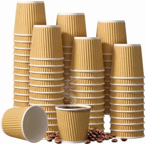 Yaomiao 200 Pcs 4 oz Disposable Espresso Coffee Cups,Kraft Paper Color by Yaomiao