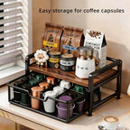 Tea Bag Organizer with 8-Compartment Mesh Drawer, Rustic Brown - Image 5