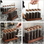 BESTonZON Glass Coffee Bean Storage Tube Set Airtight Lid with Wood Stand - Image 6