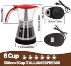 Electric Moka Pot 3-6 Cup 150-300ml Plastic Transparent Stovetop Espresso Maker Portable Stainless Steel Mocha Pot Percolator Italian Coffee Makers Greca Machine Cafe Classic for Home Camping - Image 2