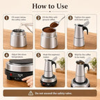 6 Cup Moka Pot, Electric Stovetop Espresso Maker with Electric Stove, Stainless Steel Coffee Maker for Cafes, Stores, Offices (6 Cup - 300ml) - Image 6